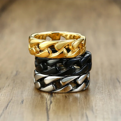 Men's 7mm Wide Titanium Plated Ring - Cuban Link Chain, Eternity Band