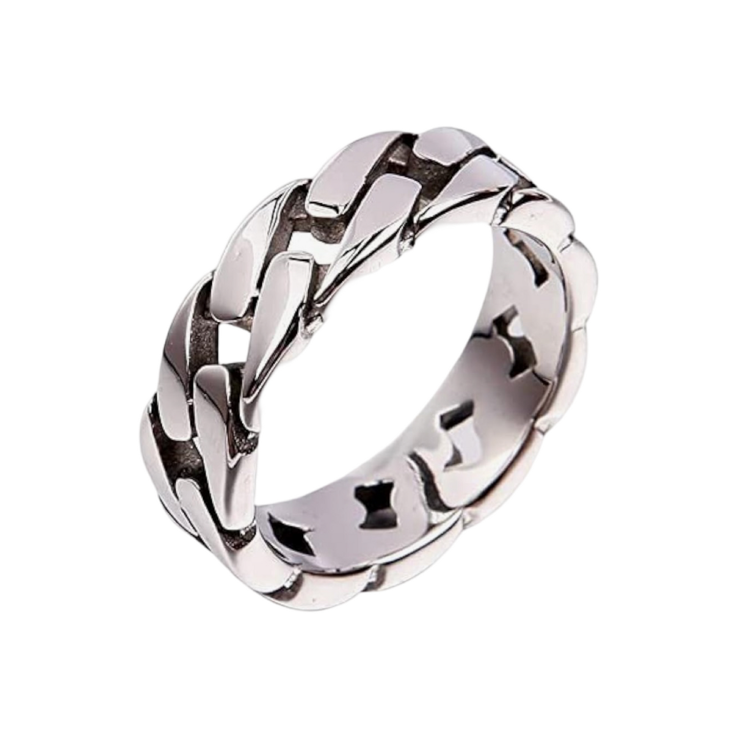 Men's 7mm Wide Titanium Plated Ring - Cuban Link Chain, Eternity Band