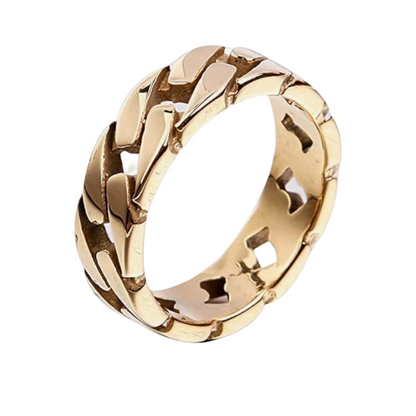 Men's 7mm Wide Titanium Plated Ring - Cuban Link Chain, Eternity Band