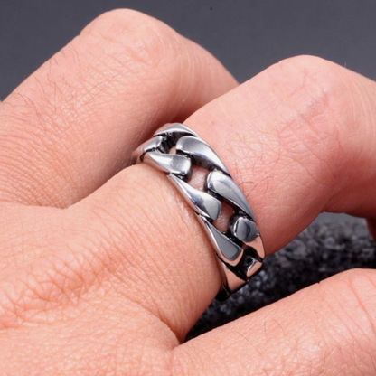 Men's 7mm Wide Titanium Plated Ring - Cuban Link Chain, Eternity Band