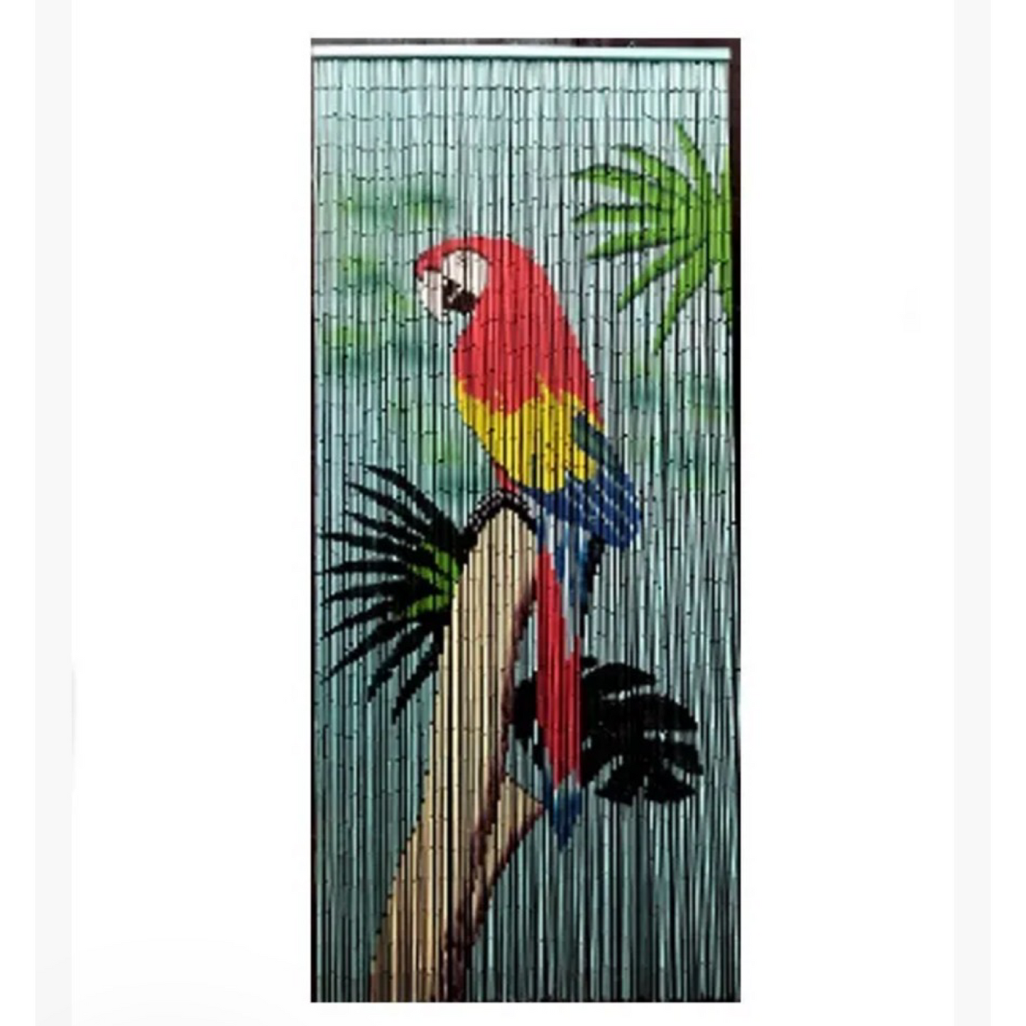 72" x 36" Bamboo Beaded Curtain w/ Grommets - Parrot Style