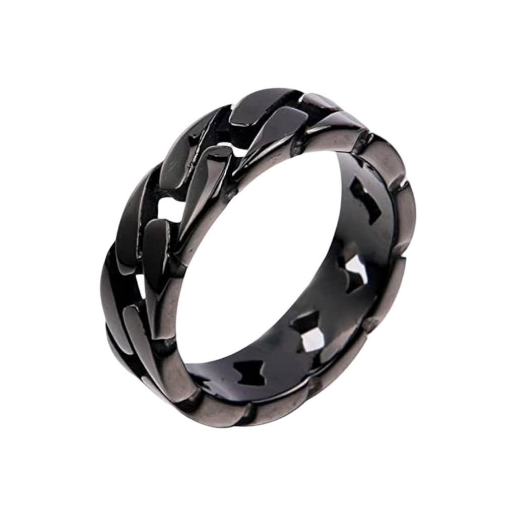 Men's 7mm Wide Titanium Plated Ring - Cuban Link Chain, Eternity Band