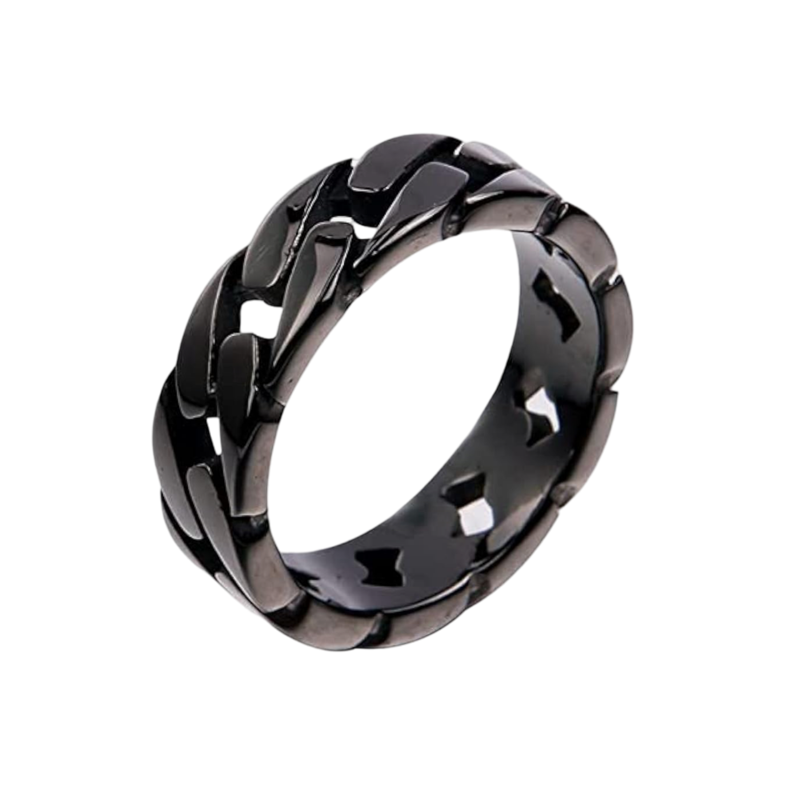 Men's 7mm Wide Titanium Plated Ring - Cuban Link Chain, Eternity Band
