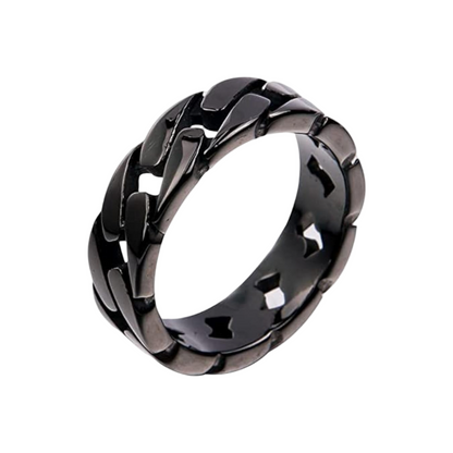 Men's 7mm Wide Titanium Plated Ring - Cuban Link Chain, Eternity Band