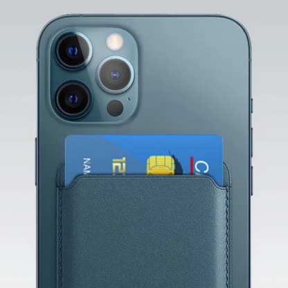 Magnetic Vegan Leather Cell Phone Credit Card Holder Wallet