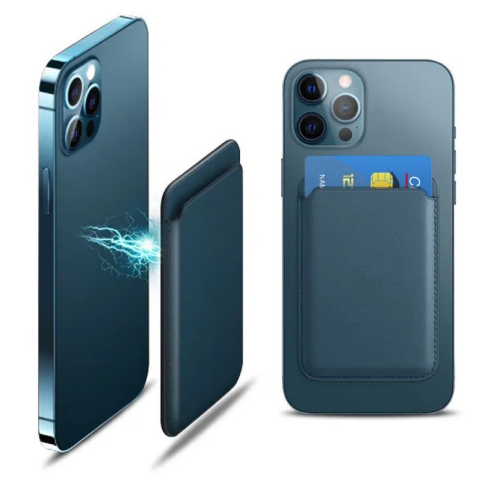 Magnetic Vegan Leather Cell Phone Credit Card Holder Wallet