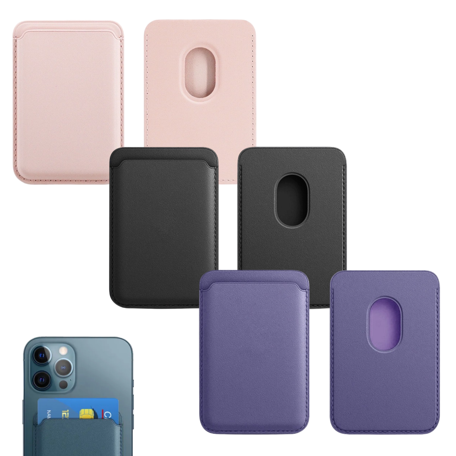 Magnetic Vegan Leather Cell Phone Credit Card Holder Wallet