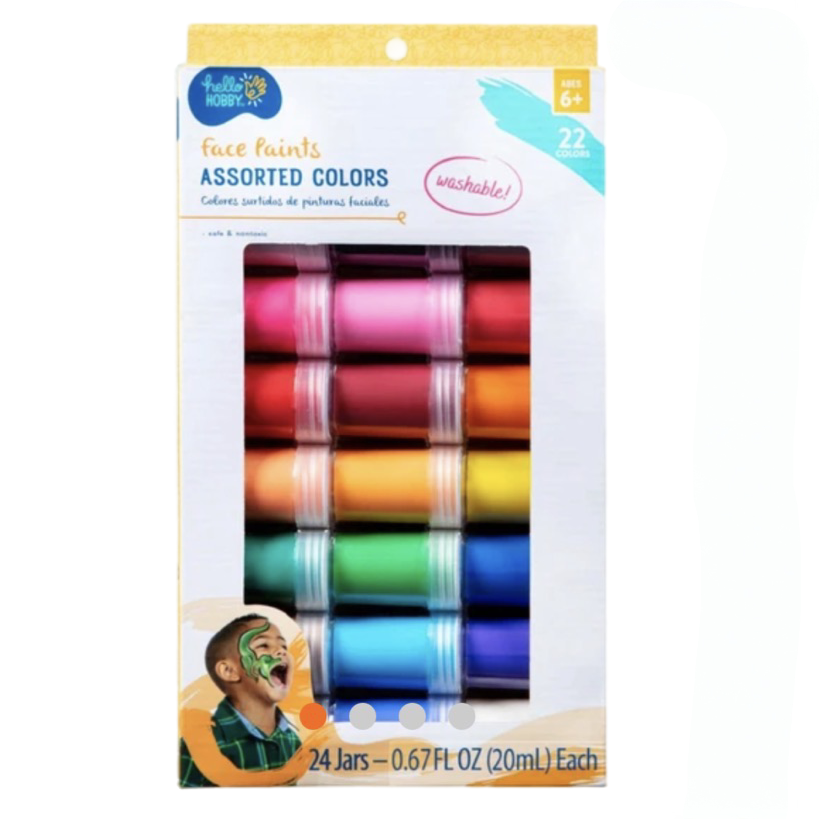 24 Jars Of Not Toxic Washable Face & Body Art Paint - Easy to Apply!