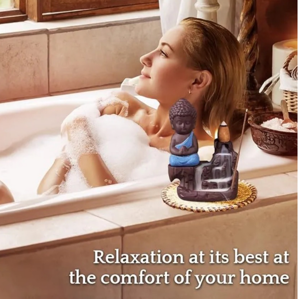 5" Buddha Incense Burner w/ Backflow Design - 10 Incense Cones Included