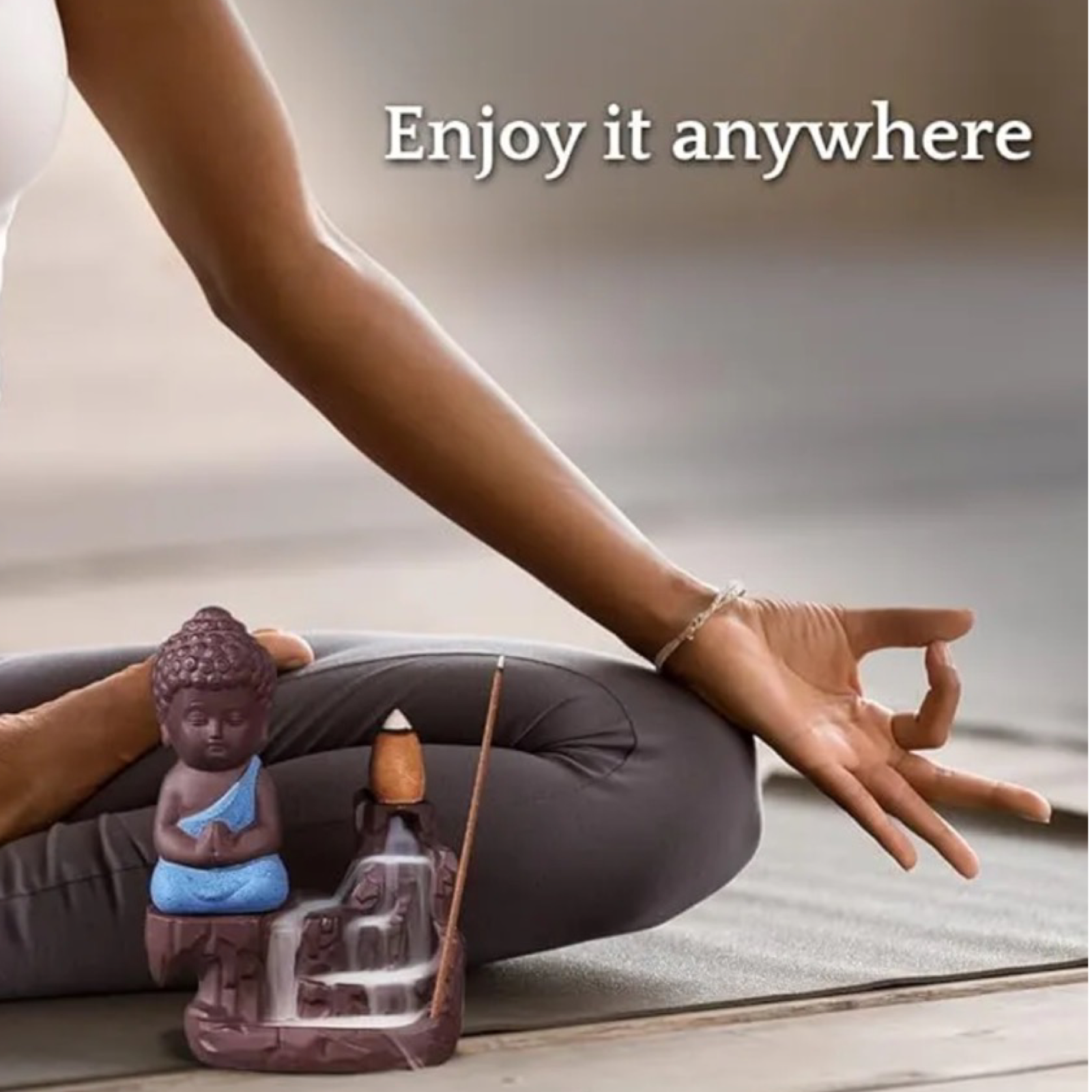 5" Buddha Incense Burner w/ Backflow Design - 10 Incense Cones Included