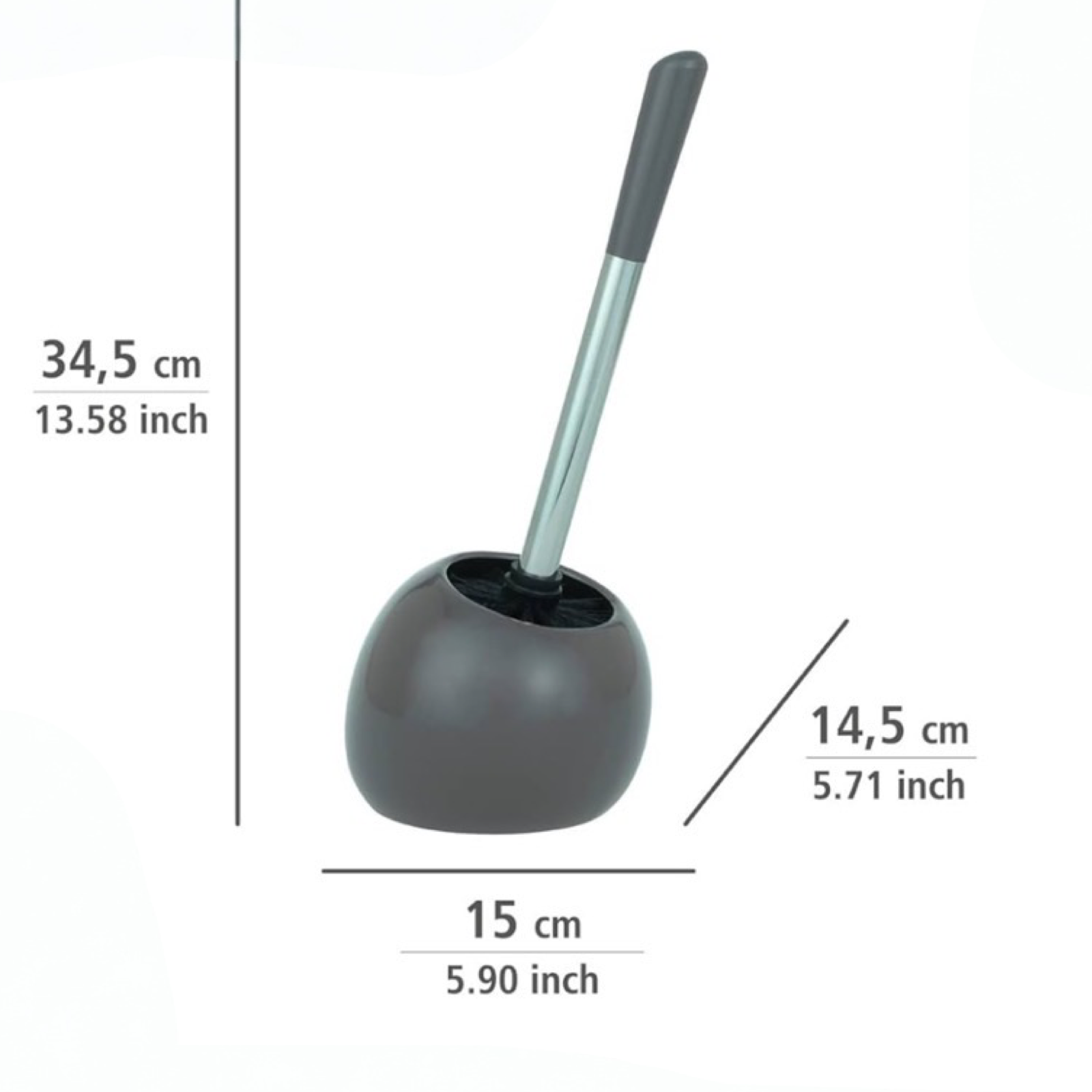 2pk Wenko Ceramic Grey Toilet Brush Scrubber And Holder