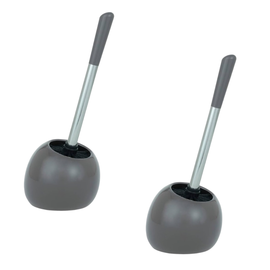 2pk Wenko Ceramic Grey Toilet Brush Scrubber And Holder