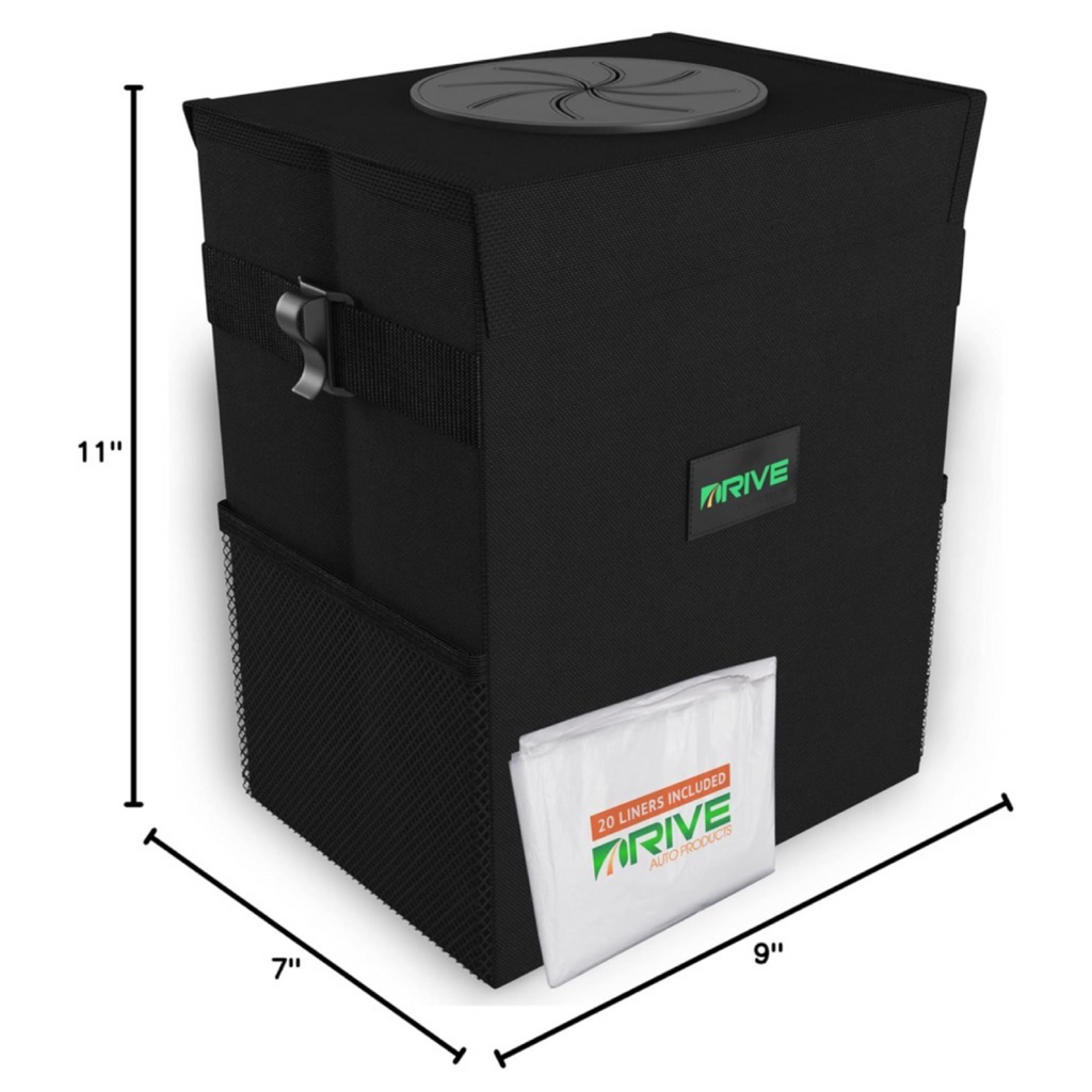 Drive 11" Collapsible Leak Proof Fabric Car Trash Bin - w/ Liners
