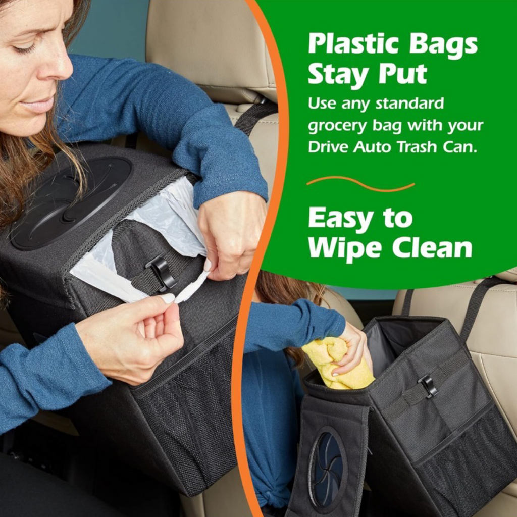 Drive 11" Collapsible Leak Proof Fabric Car Trash Bin - w/ Liners