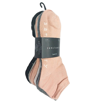 6pk Sanctuary Women's Socks, Quarter or Ankle Length - shoe size 5-10