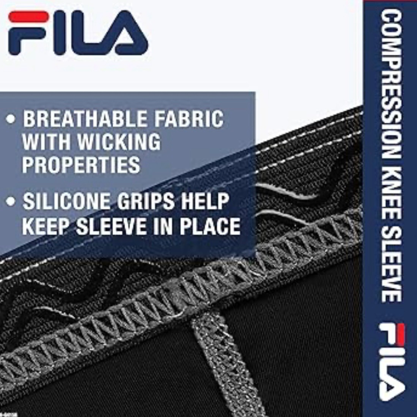 FILA Lightweight  Compression Knee Sleeve - Anti-Odor & 4 Way Stretch