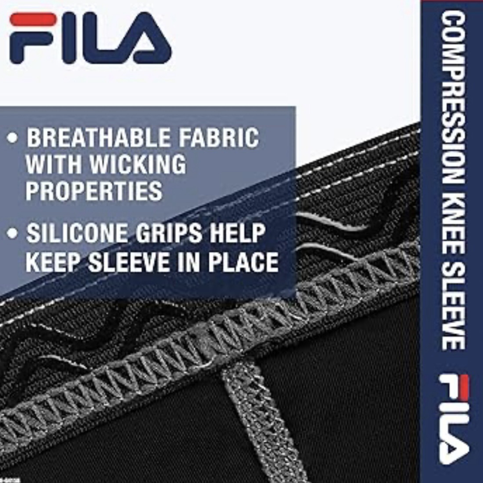 FILA Lightweight  Compression Knee Sleeve - Anti-Odor & 4 Way Stretch