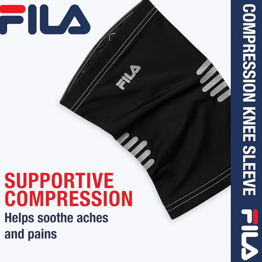 FILA Lightweight  Compression Knee Sleeve - Anti-Odor & 4 Way Stretch