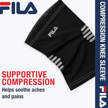 FILA Lightweight  Compression Knee Sleeve - Anti-Odor & 4 Way Stretch