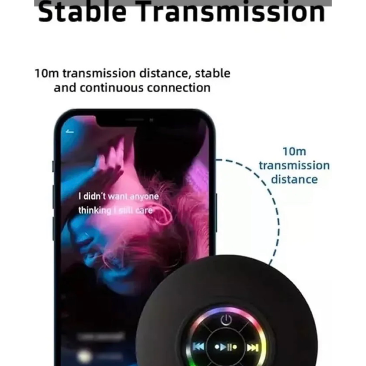 IPX4 Mini Bluetooth Suction Shower Speaker – Waterproof & LED Lighted