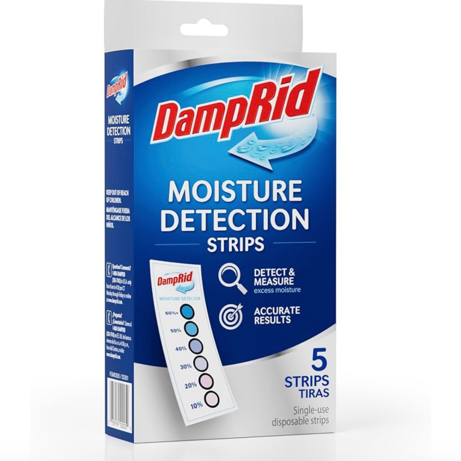 5pk DampRid Moisture Detection Strips, Single-Use Humidity Indicators