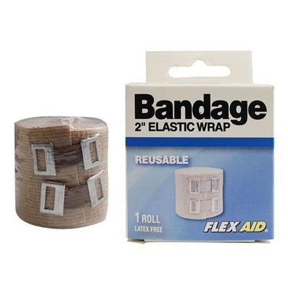 Flex Aid Self Adhering Elastic Bandage, 2" x 5', Latex Free - w/ Clips