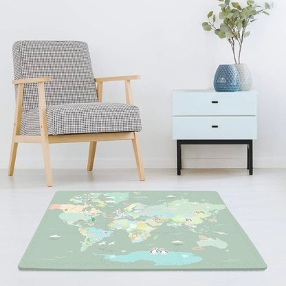 9pc Anti-Fatigue World Map Inter-Locking Eva Foam Floor Tiles - 35' x 35' Assembled