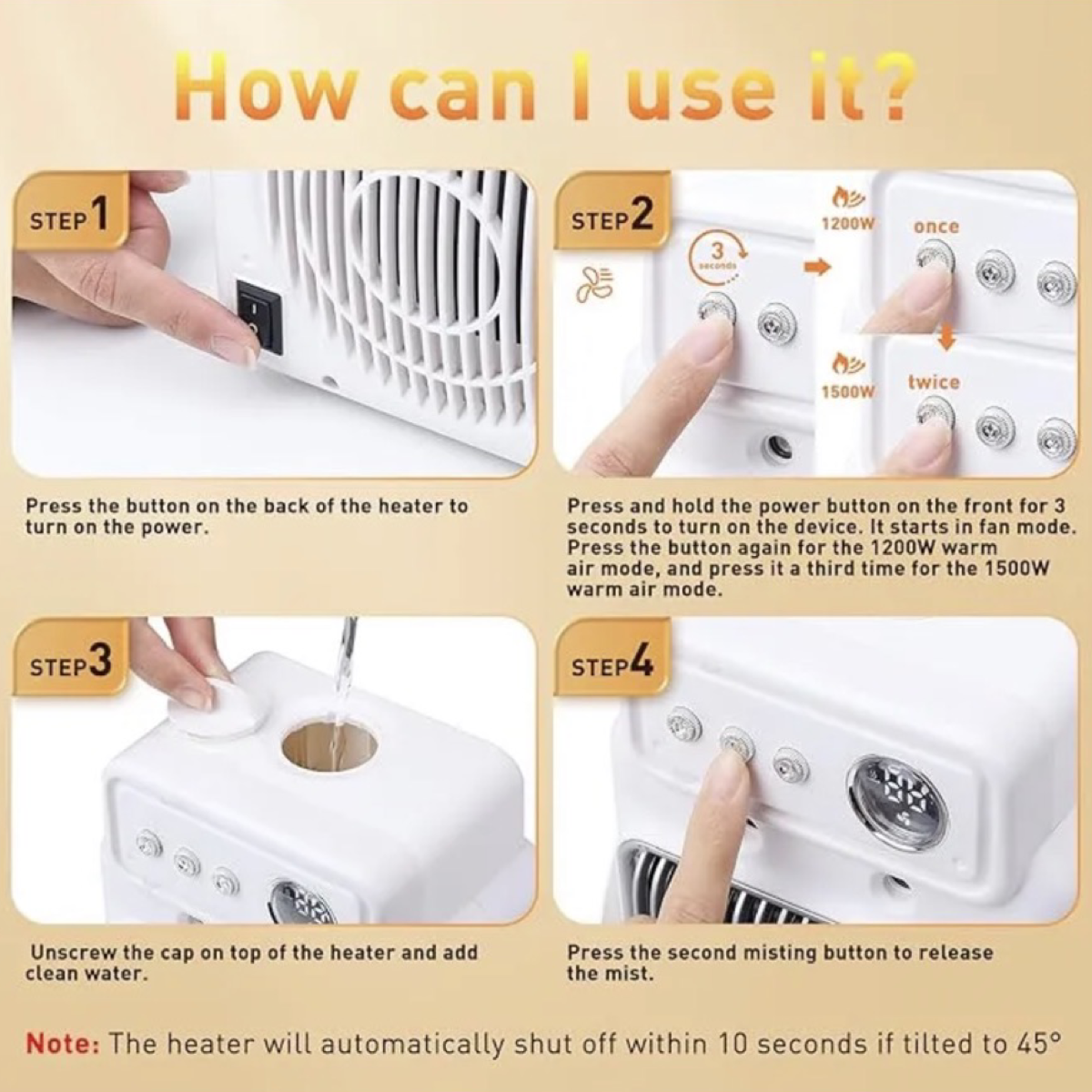 3 in 1 Space Heater with Humidifier & Fan - Heats up to 200Sq ft.