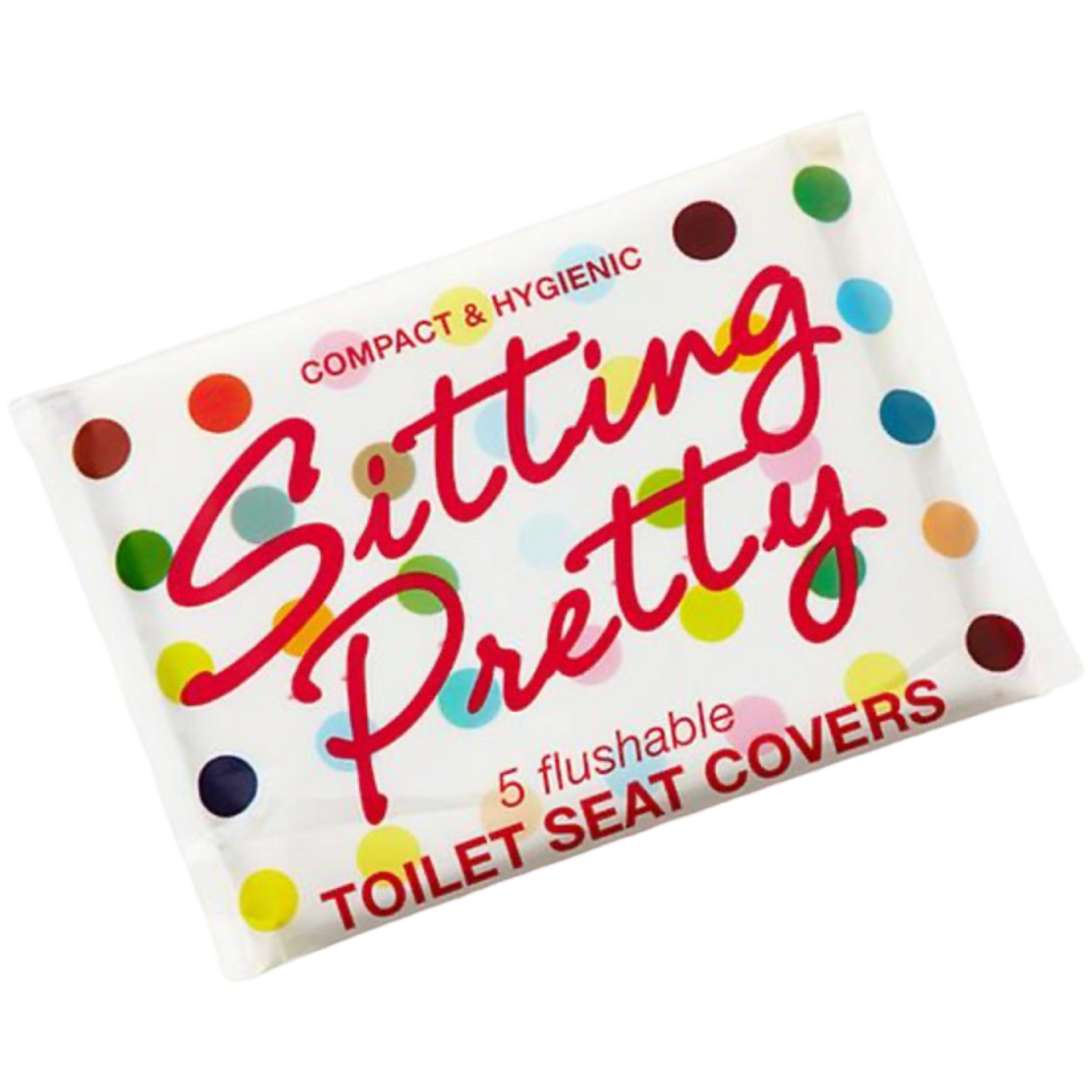 5pc "Sitting Pretty" Flushable Toilet Seat Covers - Hygienic For Public Rest Rooms