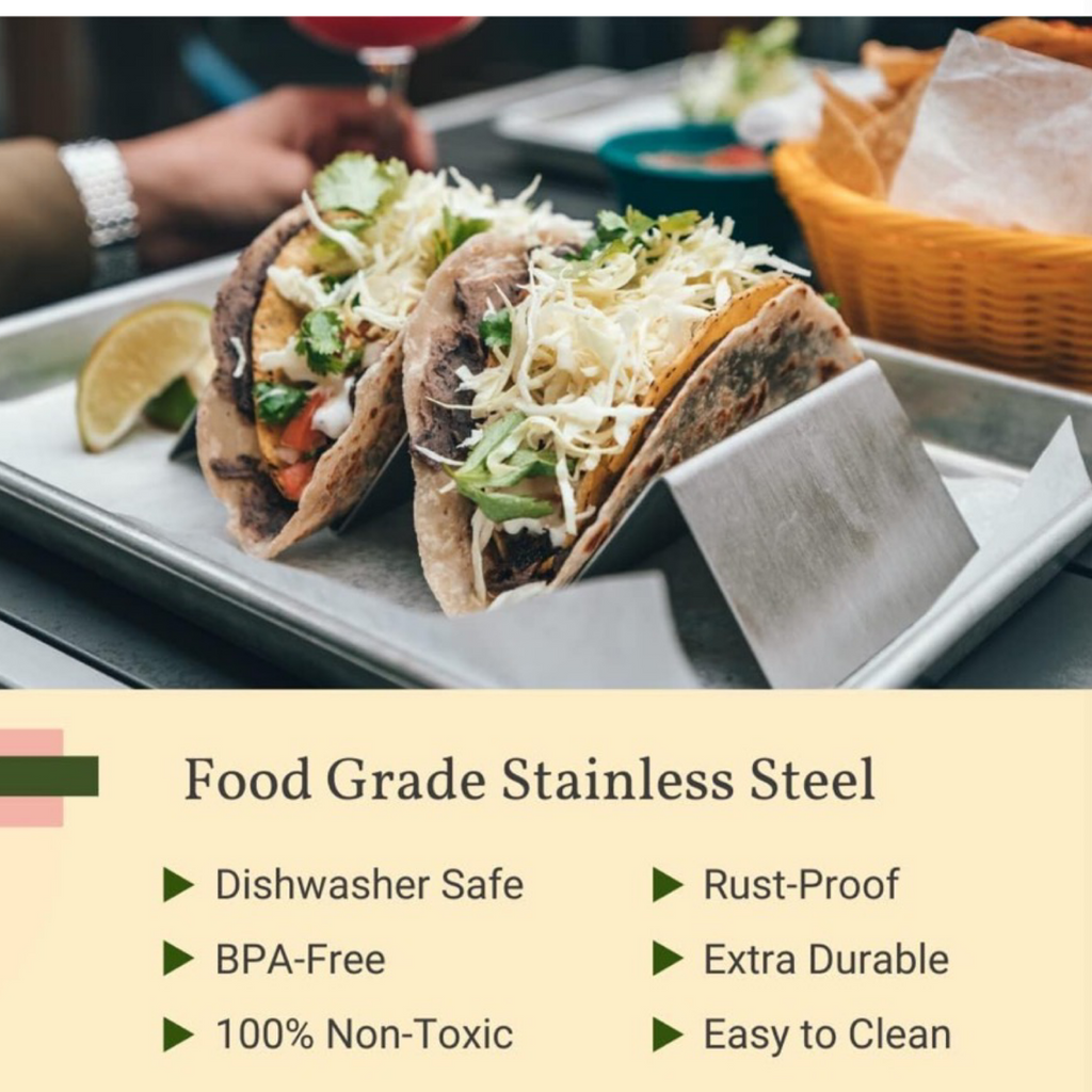 4pk Stainless Steel Taco Stand Holders - For 12 Tacos!