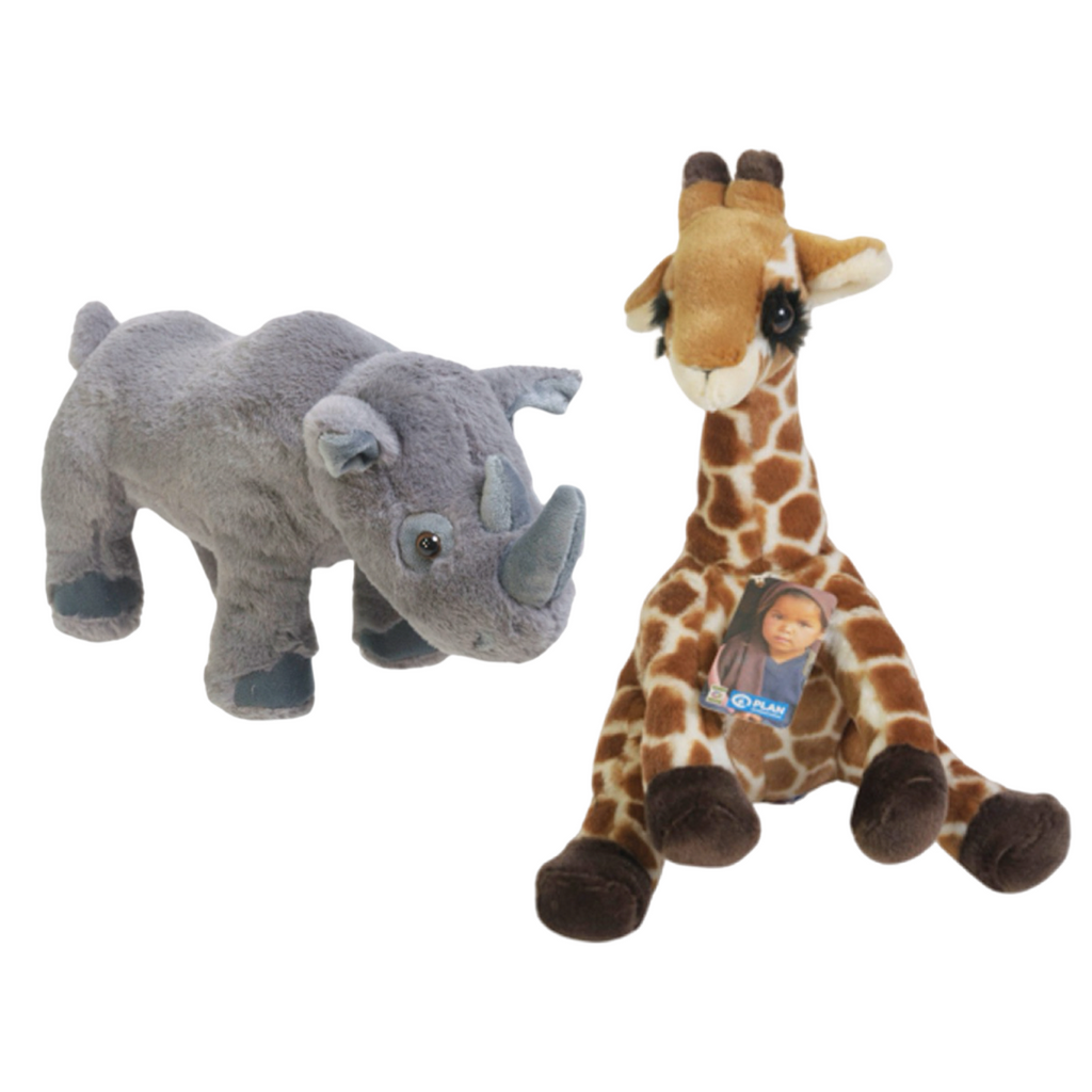 Nature Planet 12" Plush Giraffe or Rhino - Soft and Cute!