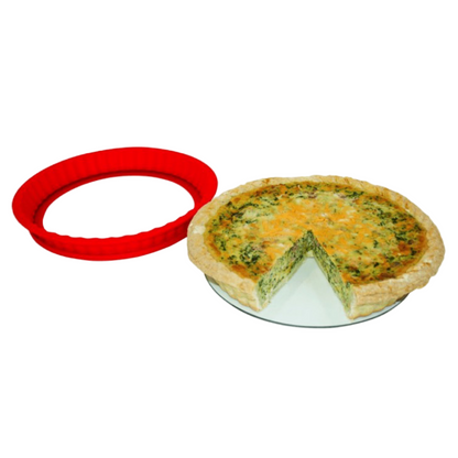 Dough EZ 10" Tempered Glass Bottom Pie Pan - Silicone Easy Remove Top