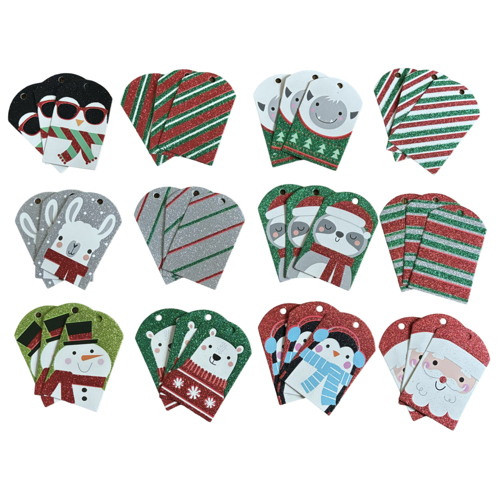 36pk of 4" XL Glitter Gift Tags with Cotton String For Attaching