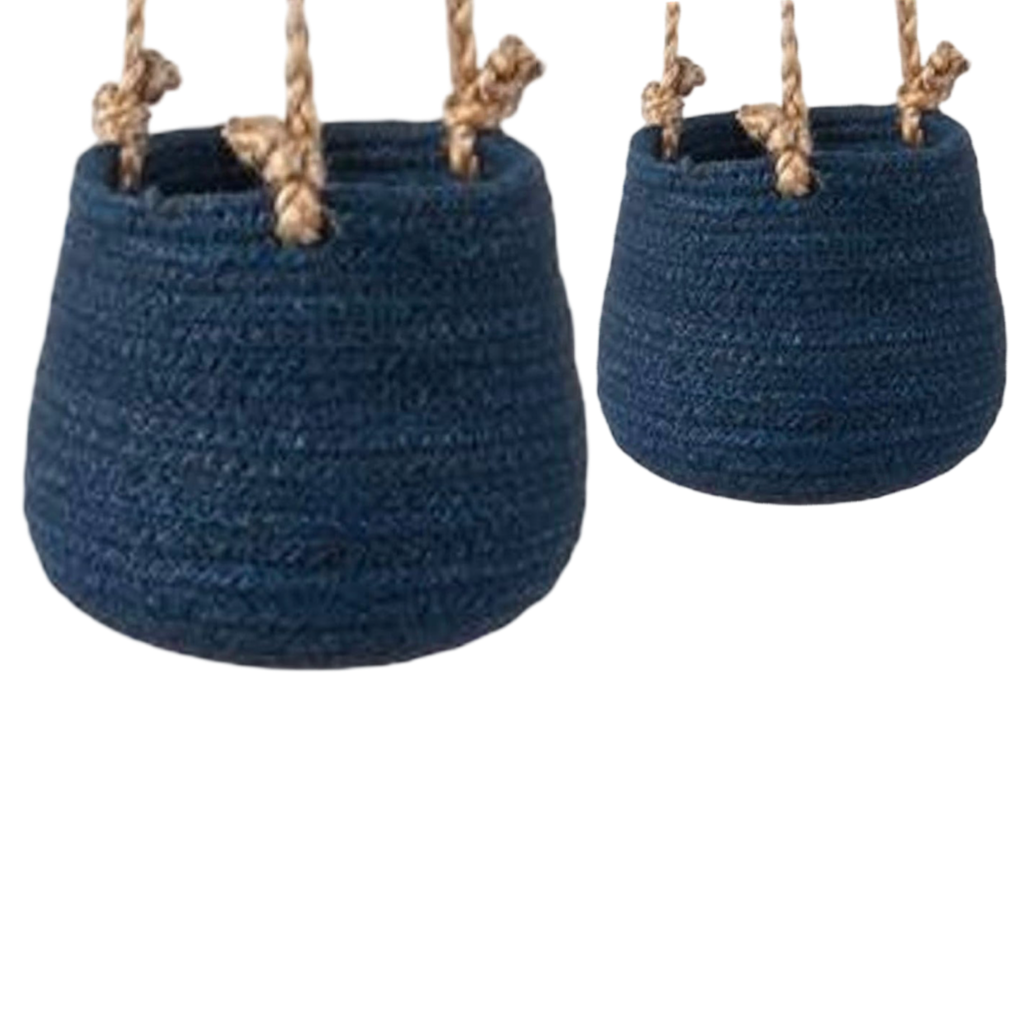 Karma 2pc Woven Hanging Basket Planters - 6.5" and 5" Set