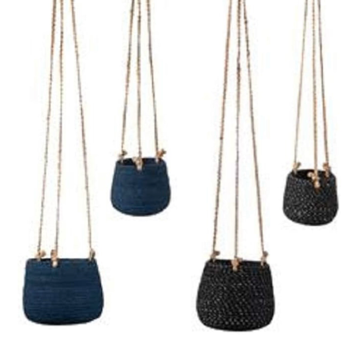 Karma 2pc Woven Hanging Basket Planters - 6.5" and 5" Set