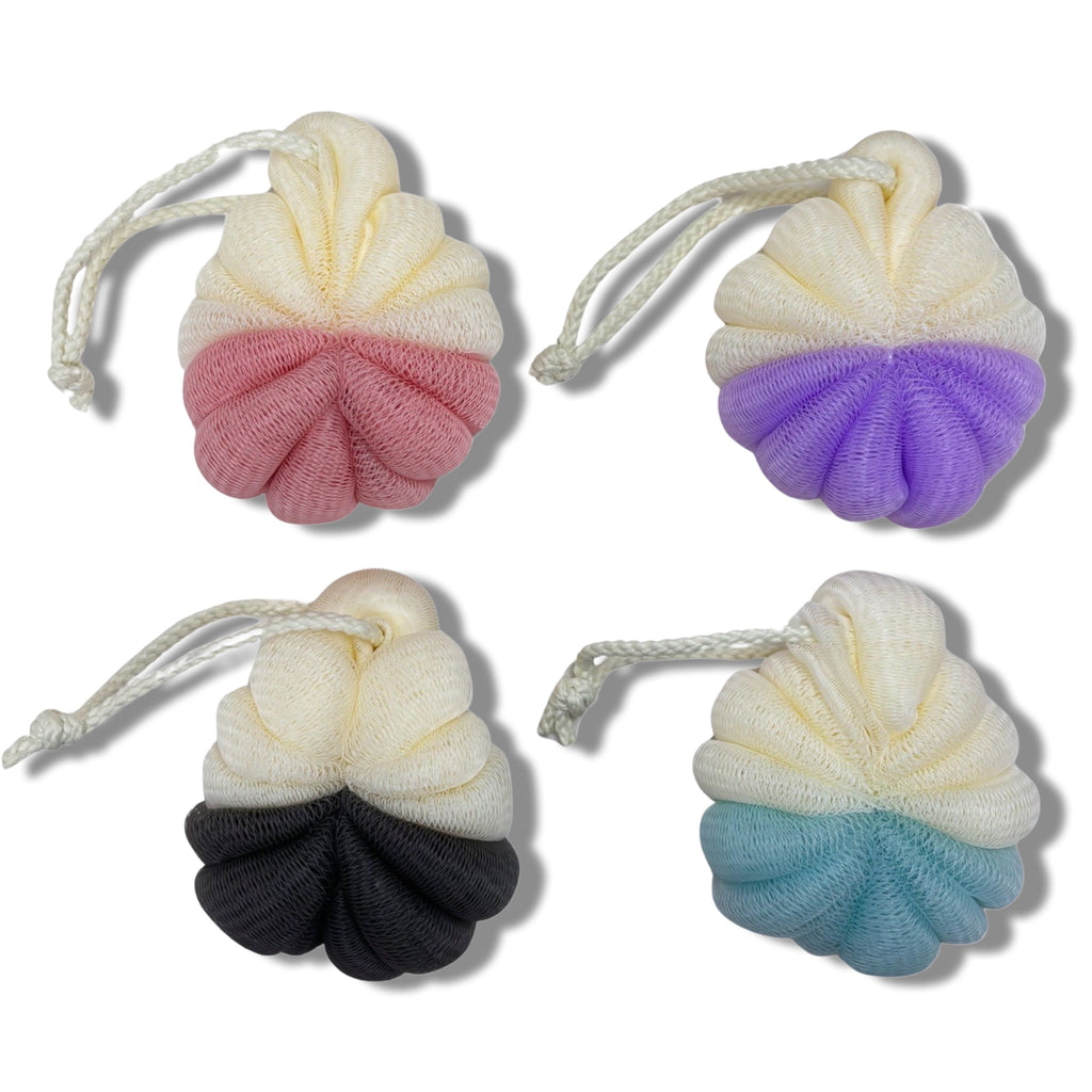 2pk Exfoliating Bath Sponges, 2-Tone Loofahs - Get Clean In Style!