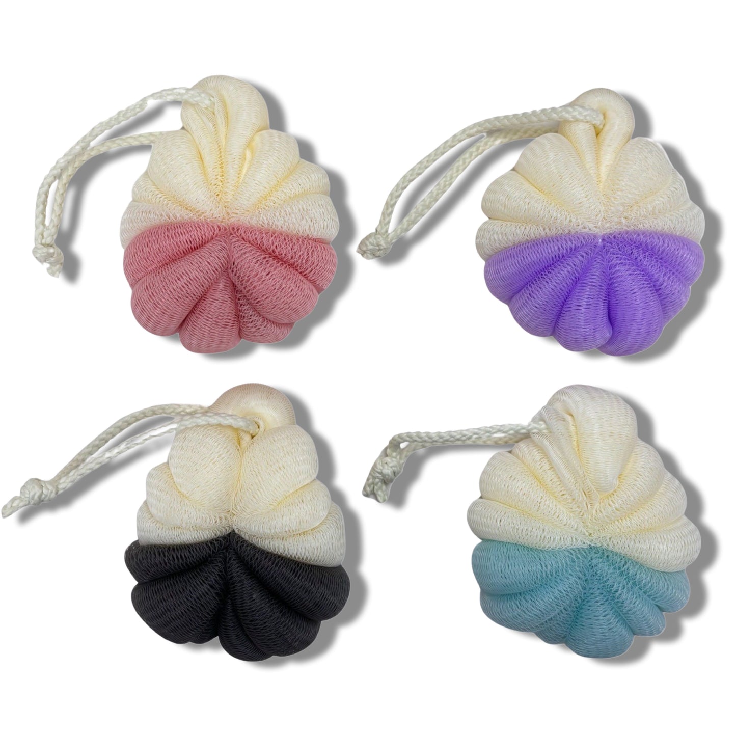 2pk Exfoliating Bath Sponges, 2-Tone Loofahs - Get Clean In Style!