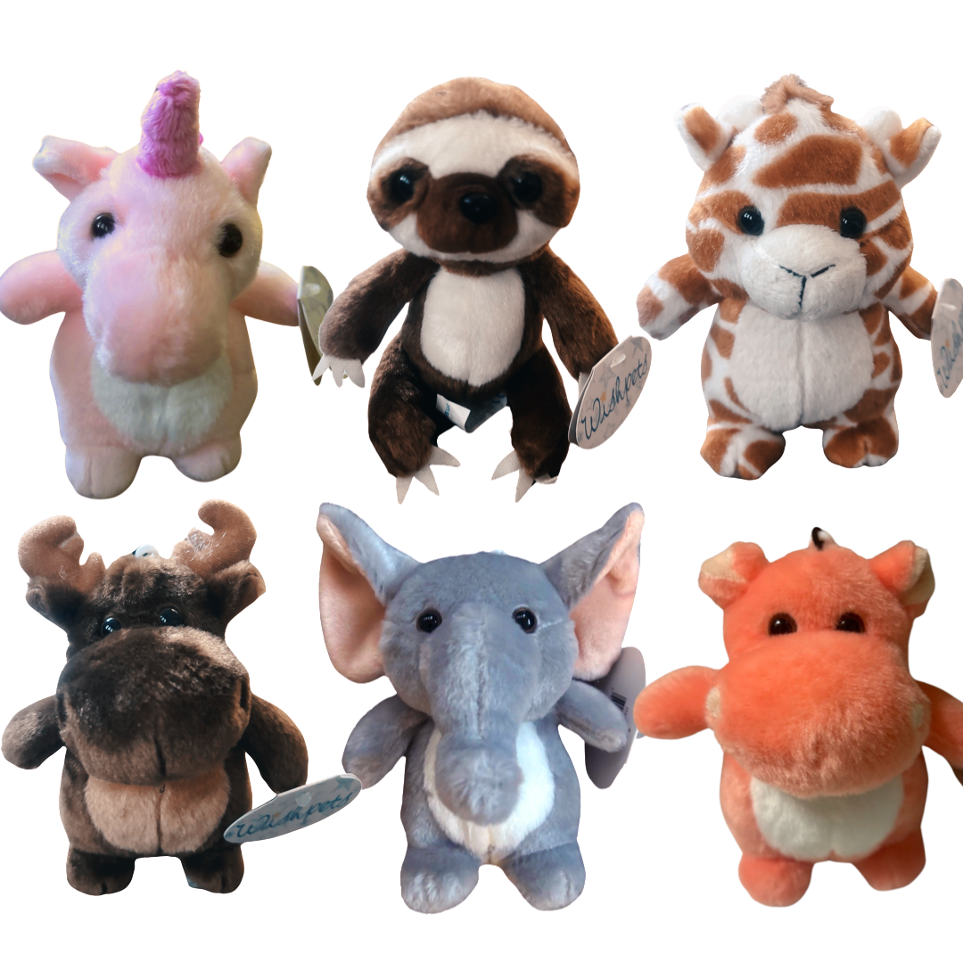 5" WISHPETS Toy Mini Plush Stuffed Animal w/ Clip for Backpack - Collect Them All