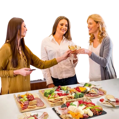 Bamboo Cheese & Charcuterie Board Set – 4 Serving Trays & 4 Knives