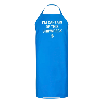 "Captain of This Shipwreck" Long 100% Cotton Apron - Great Gift For Boaters & Chefs!