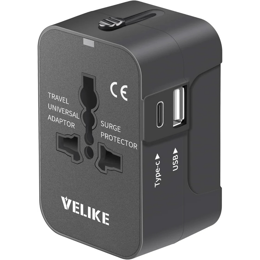 VELIKE Travel Adapter Worldwide – Universal Plug Converter with USB-C & USB