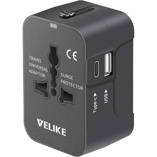 VELIKE Travel Adapter Worldwide – Universal Plug Converter with USB-C & USB