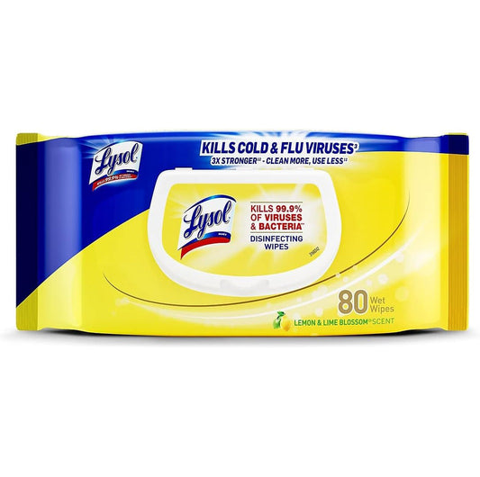 80ct Lysol Disinfecting Wipes – Lemon & Lime Blossom Flatpack