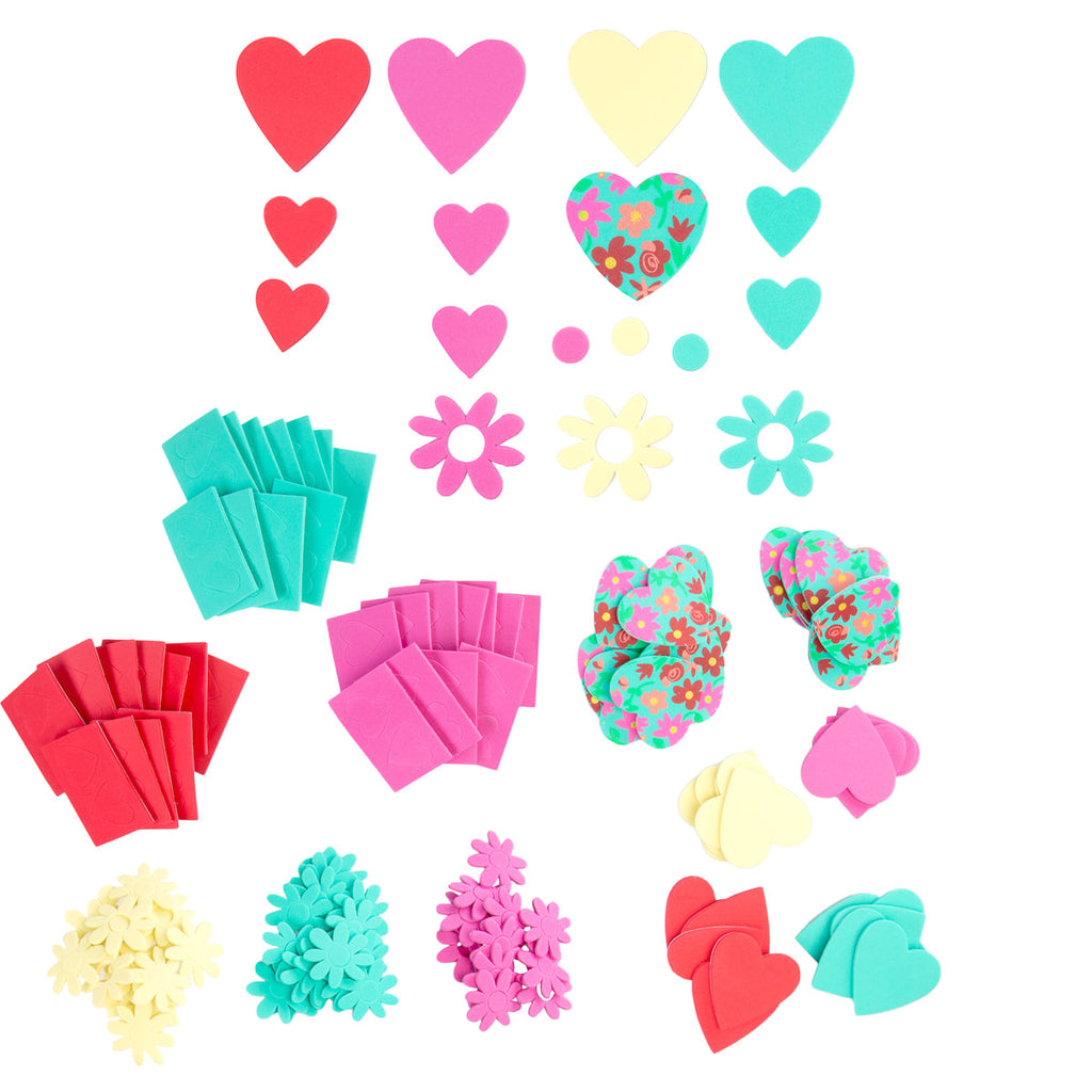 Jumbo Hearts & Flowers Foam Sticker Set - 150+ Stickers Total!