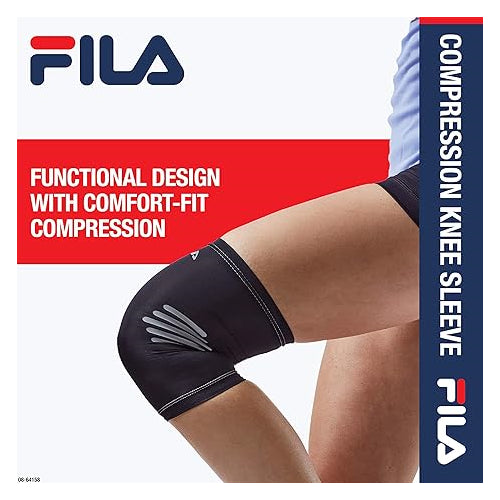 FILA Lightweight  Compression Knee Sleeve - Anti-Odor & 4 Way Stretch