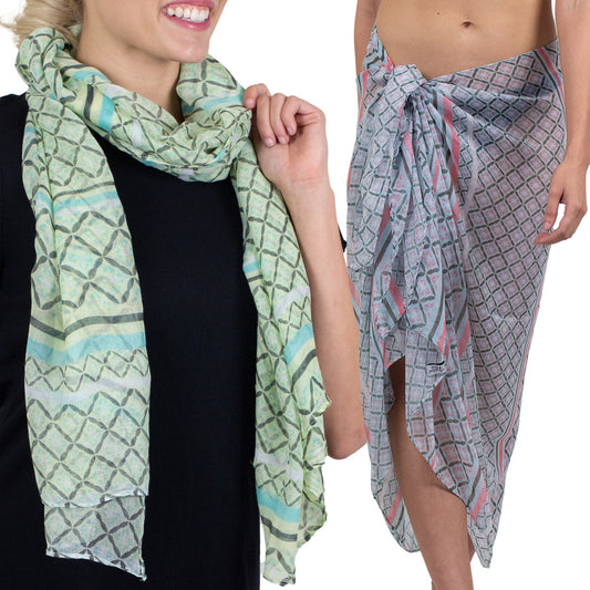 Tickled Pink 70 x 34” Diamond Print Scarf – Semi-Sheer, Light