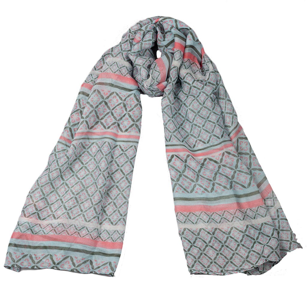 Tickled Pink 70 x 34” Diamond Print Scarf – Semi-Sheer, Light