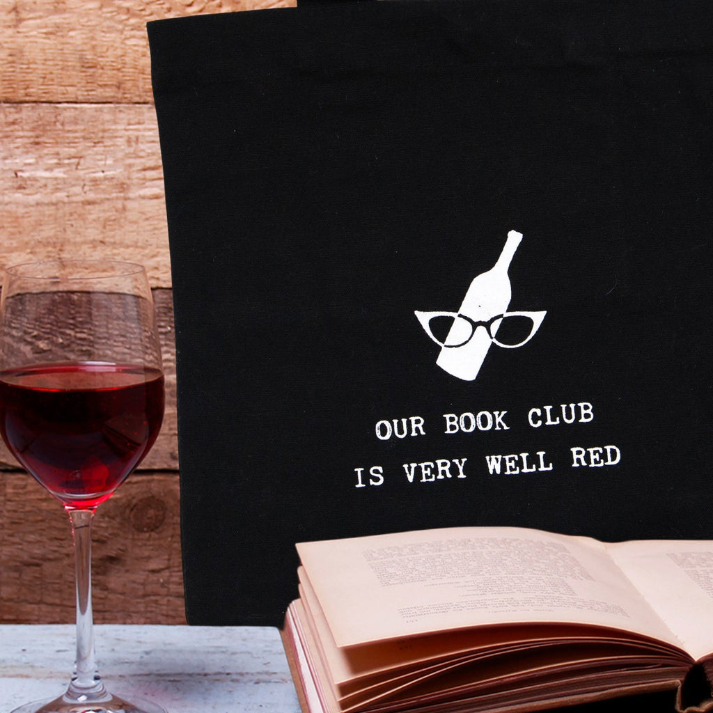 Ganz Funny "Book Club" Large Tote - Cotton Canvas, Snap Closure