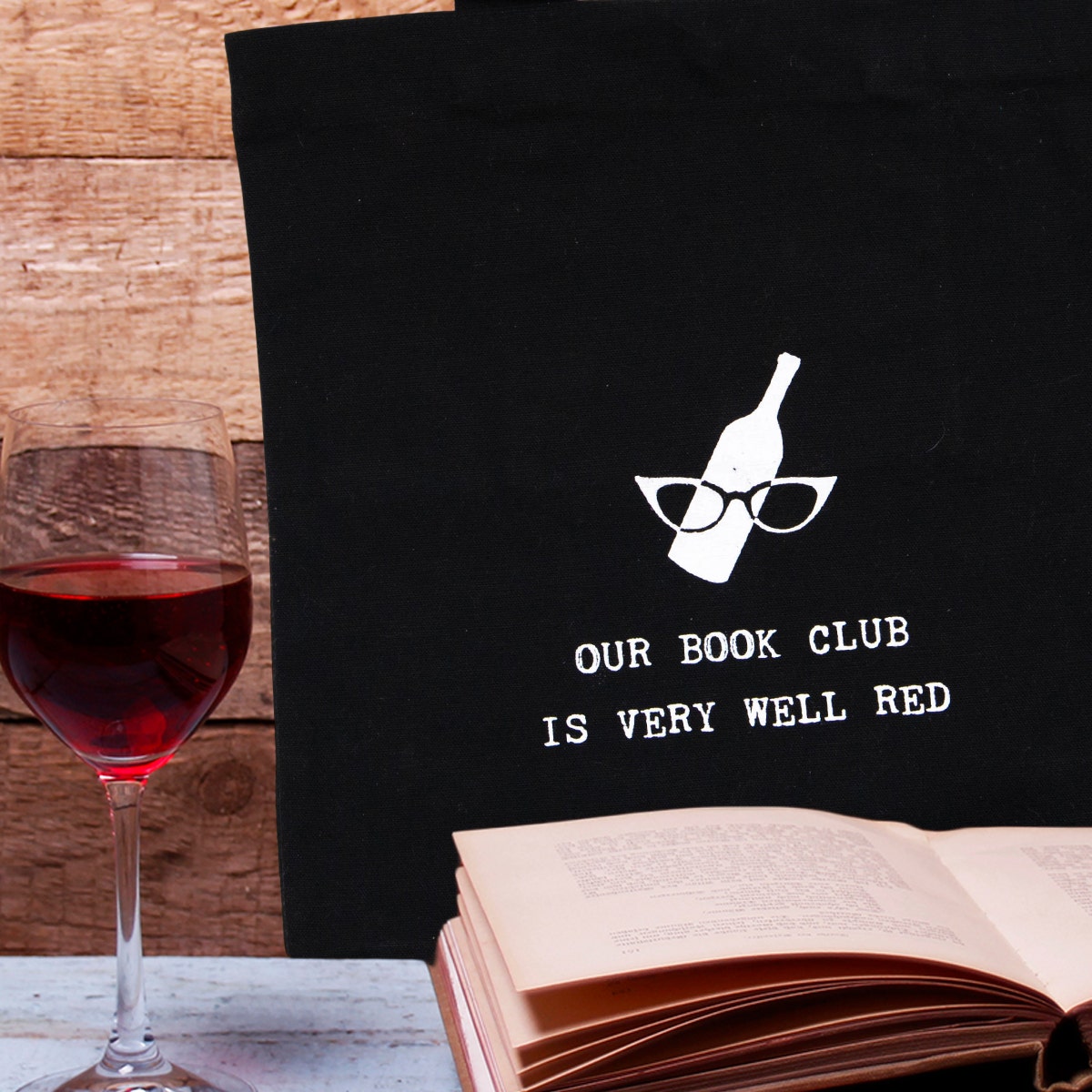 Ganz Funny "Book Club" Large Tote - Cotton Canvas, Snap Closure