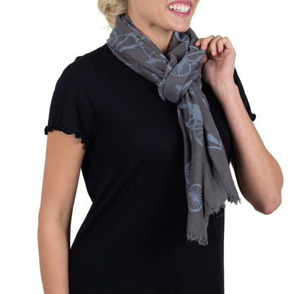 Tickled Pink 70 x 26” Bicycle Print Scarf – Semi-Sheer, Light